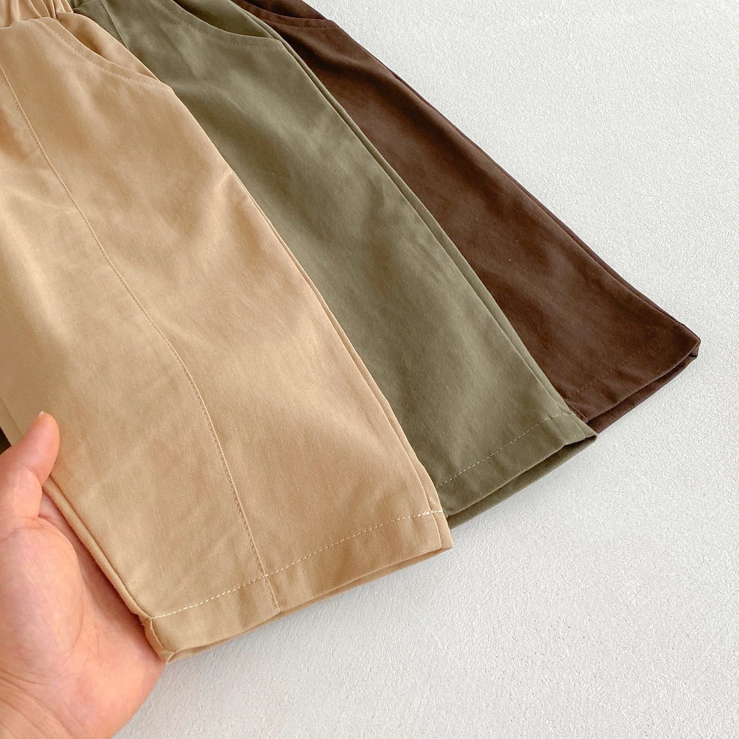 Toddler Girl Cotton Pleated Harem Pants 1-6Y Kids Boys Solid Color Casual Roll Up Trousers Comfy Elastic Waist Kids Bottoms