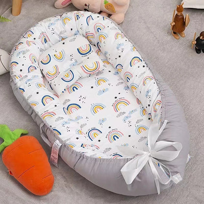 85x50cm Baby Nest Baby Crib Infant Cradle Cotton Cot Newborn Nursery Bassinet with Pillow Infant Toddler Lounger