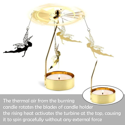 Metal Rotating Candle Holder Heat-Powered Rotation Elegance Style Spinner Carousel Rotating Mechanism Tea Light Holder