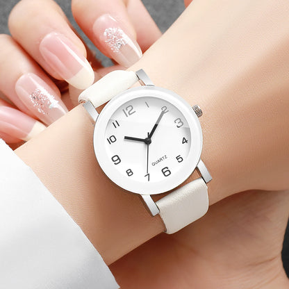 1/2PCS Fashion Couple's Watches Leather Strap Wristwatch Men Women Casual Arabic Dial Quartz Watches (Without Box)