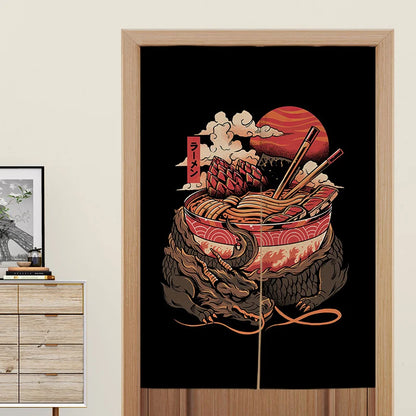 Custom Japanese Resturant Ramen Noren Curtain  Noodles Shop Kitchen Cloth Doorway Curtains Oil Smoke Proof Partition No Punching