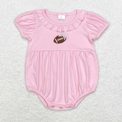 Wholesale Baby Girl Newborn Birthday Balloons Romper Bubble Embroidery Pink Plaid Bows Jumpsuit Kids Toddler Summer Clothes