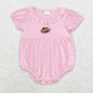 Wholesale Baby Girl Newborn Birthday Balloons Romper Bubble Embroidery Pink Plaid Bows Jumpsuit Kids Toddler Summer Clothes