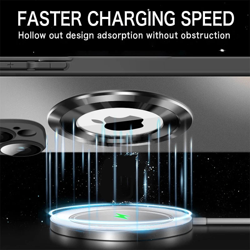 Tempered Glass Matte Magnetic For Magsafe Wireless Charging Case For iPhone 16 15 14 Pro Max Shockproof Soft Hard Bumper Cover