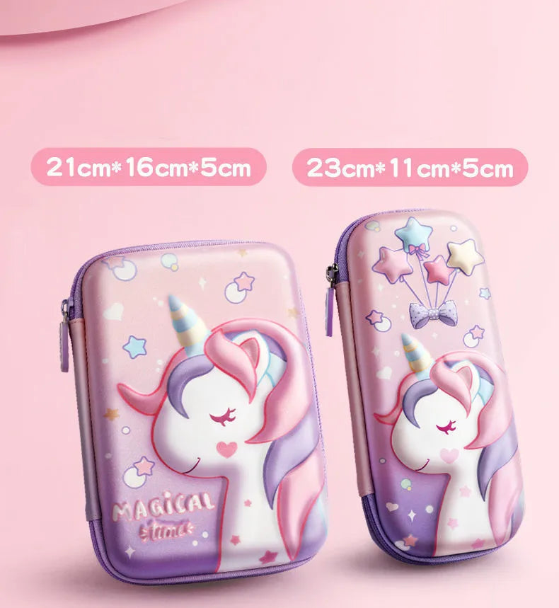 3D EVA Unicorn Cute Pencil Case Cartoon Stationery Box Girls Color Pencil Box Student Pen Case School Supplies Gifts Ipad Case