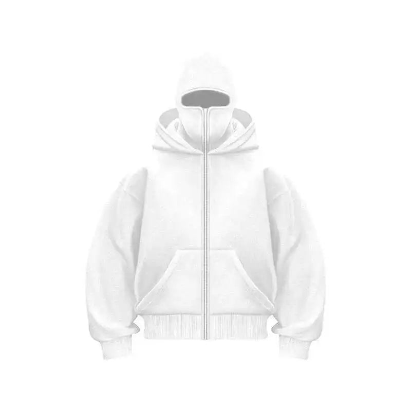 Unisex Plain Hooded Zip Up Sweatshirt Autumn Winter Ins Style Couple Matching Pullover Jacket
