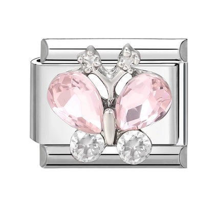 Zircon Pearl Heart Bow Candy Flower Butterfly Italian Charm Links Fit 9mm Stainless Steel Bracelet Personalized DIY Making Gifts