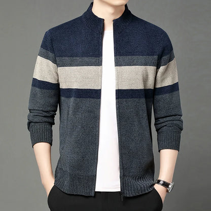 Premium Thick Chenille Fabric Warm New Brand Casual Fashion Stand Collar Men Jacket Streetwear Zipper Autumn Winter Coats