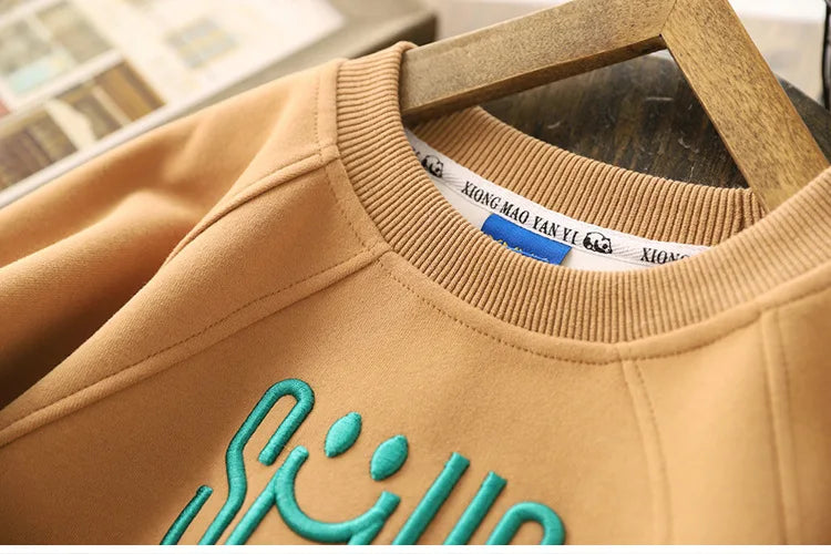 New Big Size Spring Autumn Boys Shirt Fashion Letter Smile Full Sleeve Teenager Boys Sweatshirt 3-12 Years Children Top Clothes