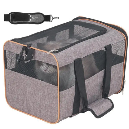 Foldable dog trolley backpack, max. 9.9kg load capacity, transport bag made of 600D Oxford fabric, 4-wheeled dog cart, pet trolley, dog travel bag, ideal for car trips or excursions