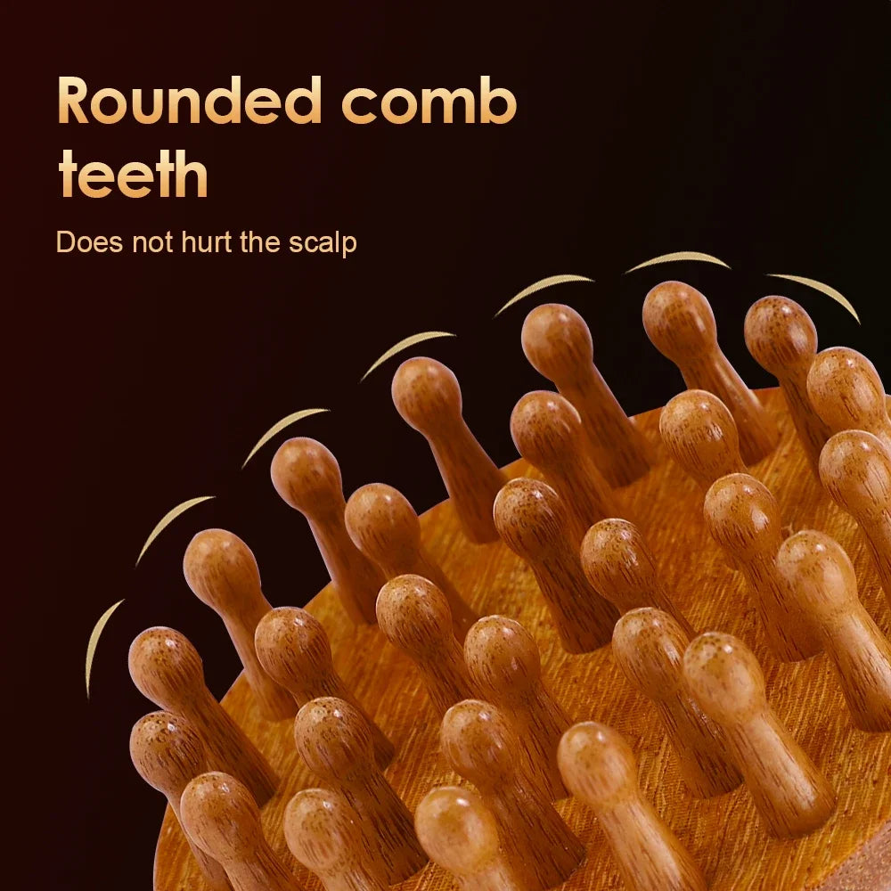 Wooden Scalp Massager Head Massager Brush Manual Scalp Scrubber Body Massage Tool for Woman Men Wet Dry Hair Brush Scalps Care