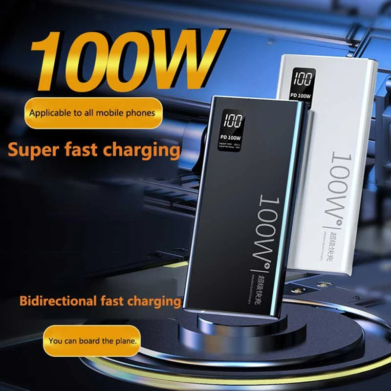 Lenovo 200000mAh Power Bank High Capacity 100W Super Fast Charging Portable External Battery With LED Digital Display For iphone