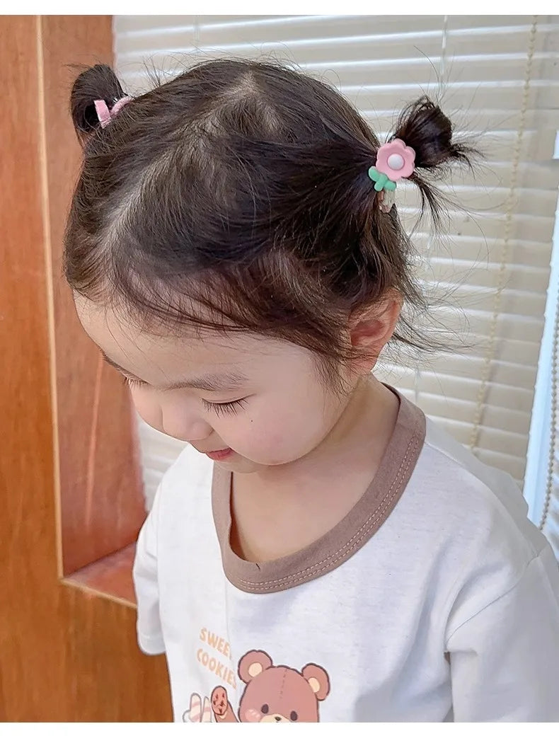 10pc Mini Baby Hair Band Kawaii Cartoon Floral Animal Elastic Hair Rope for Toddler Girl Small Tumb Hair Band Lovely Headwear