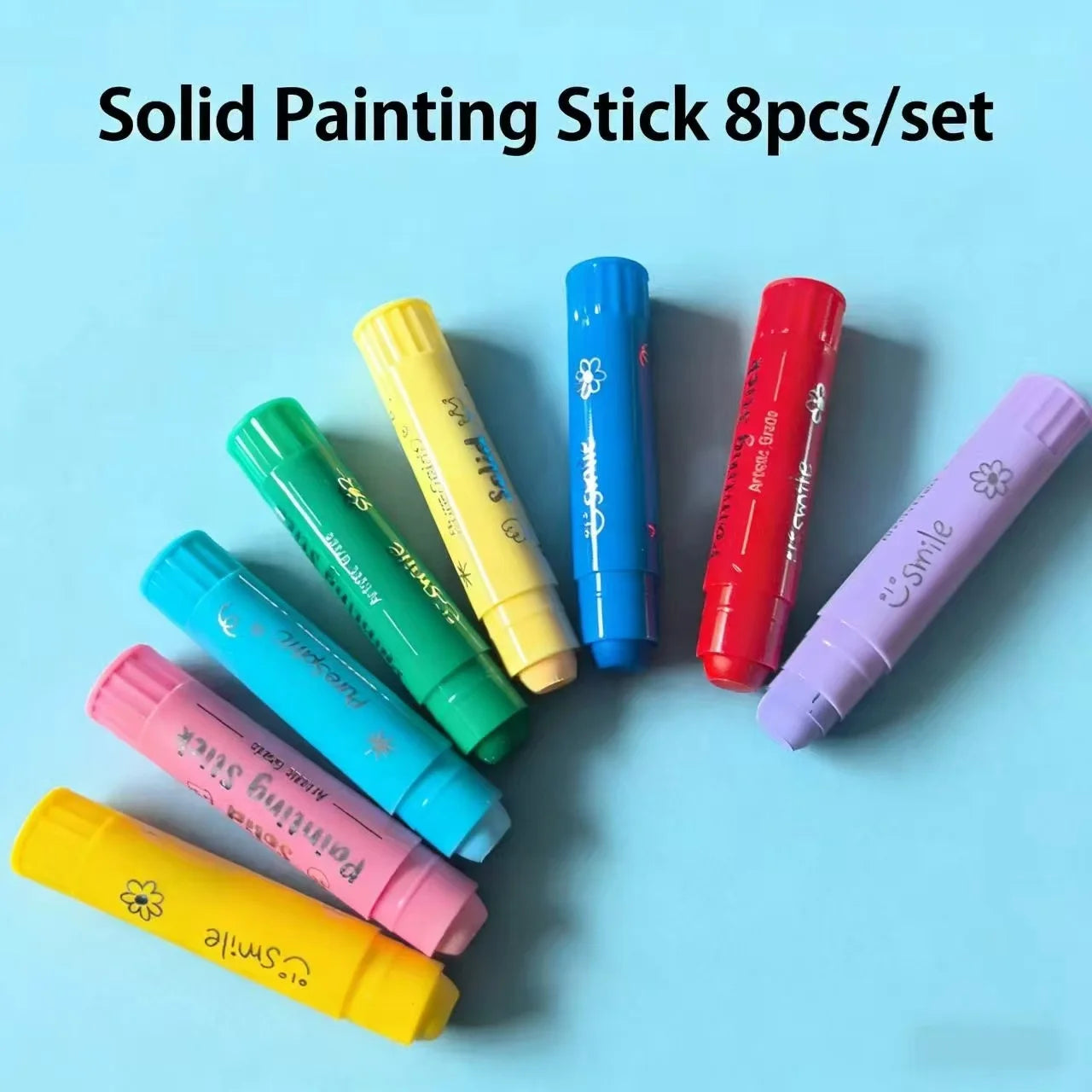 8/12 Colors Crafts Paint Sticks Color Solid Painting Stick Washable Paint Sticks Drawing Graffiti Art for Kids and Students