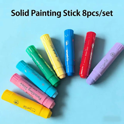 8/12 Colors Crafts Paint Sticks Color Solid Painting Stick Washable Paint Sticks Drawing Graffiti Art for Kids and Students