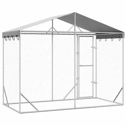 Outdoor Dog Kennel 3 x 1.5 x 2.5m Galvanized Steel Mesh Run With Lockable Door For Garden Animals For Outdoors