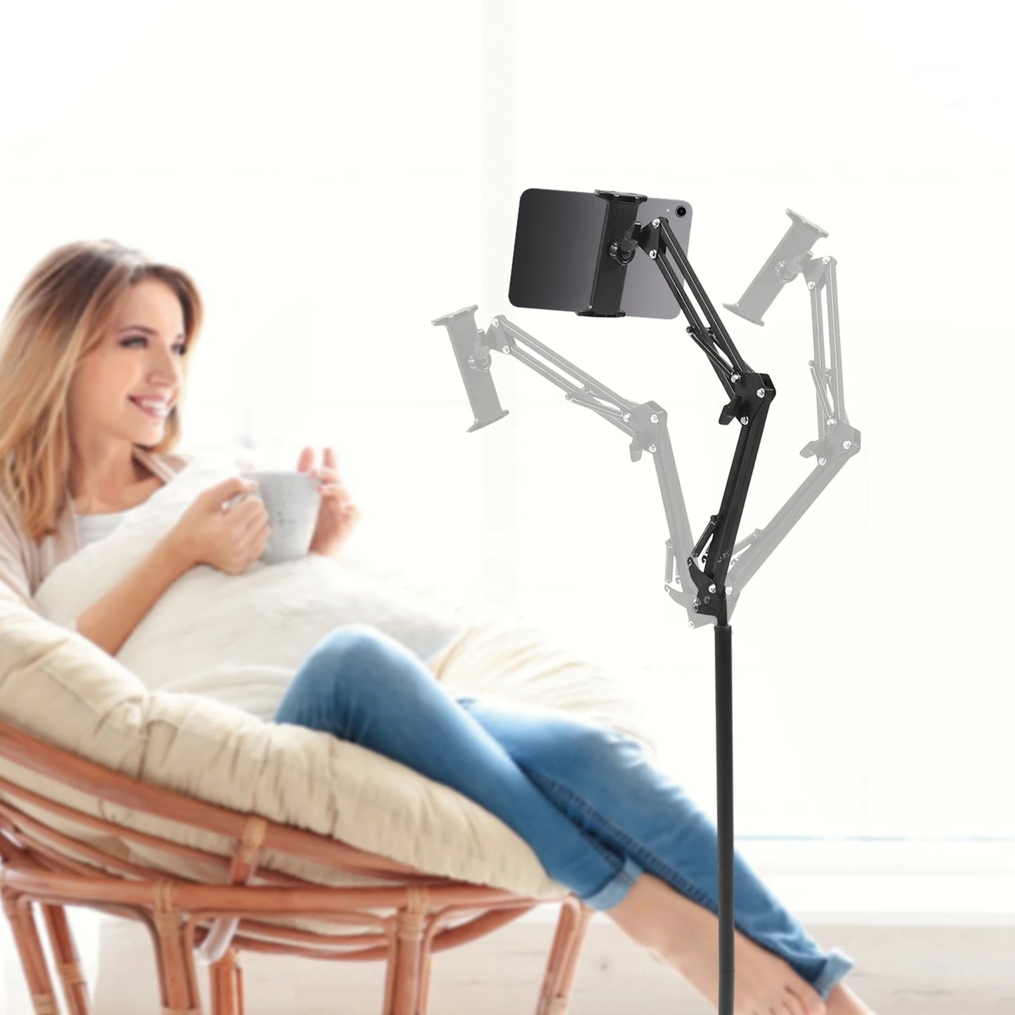 Universal Ipad Stand Floor Tablet Bracket Adjustable Flexible Rotation Phone Holder 360° Rotating Stand Support 4.72-7.09in