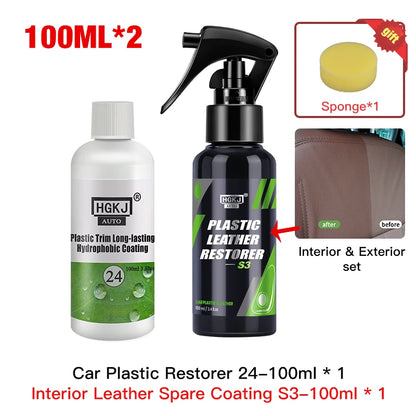 Plastic Restore Revitalizer Plastic Renovator Longlasting Coating For Car Rubbers Refurbish Clean Gloss Black Shine HGKJ 24