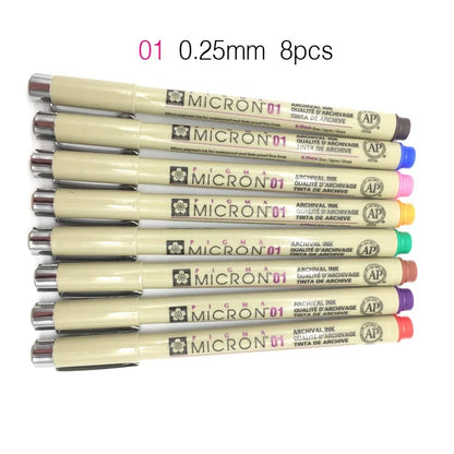 Set of 8/14colors SAKURA Pigma Micron Liner Pen 0.25mm 0.45mm Color Fineliner Drawing Lines Marker Pen Student Art Supplies
