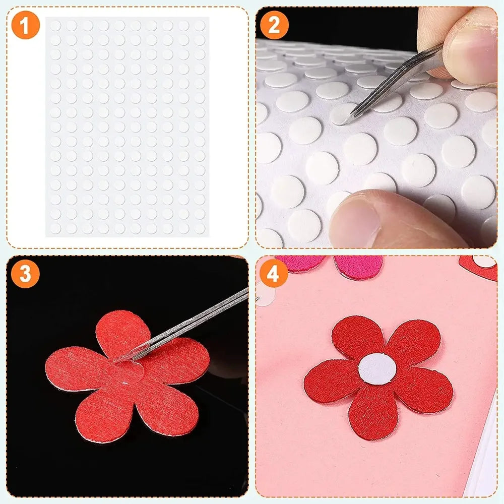 100pcs 1cm Adhesive Double Sided Tape Stickers Removable Round Sticky Tack No Trace Small Stickers for Festival Decoration