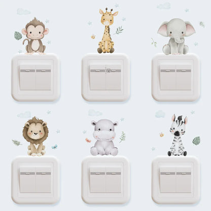 Cute Forest Animals Wall Stickers for Kids Rooms Children Boys Girls Baby Room Decoration Nursery Wallpaper Vinyl Elephant Lion