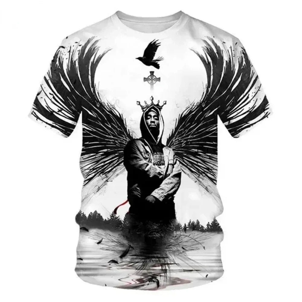 New T-Shirt Harajuku Men T-Shirt Fashion 2pac Graphic T Shirts Hip Hop Men's T-Shirts Summer Tops T-Shirts Man Designer Clothes