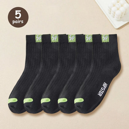 5/10/15/20 Pairs Men Socks Breathable Cotton Sports Stockings Comfortable Men Socks Sweat Absorption Business Socks Letter Print