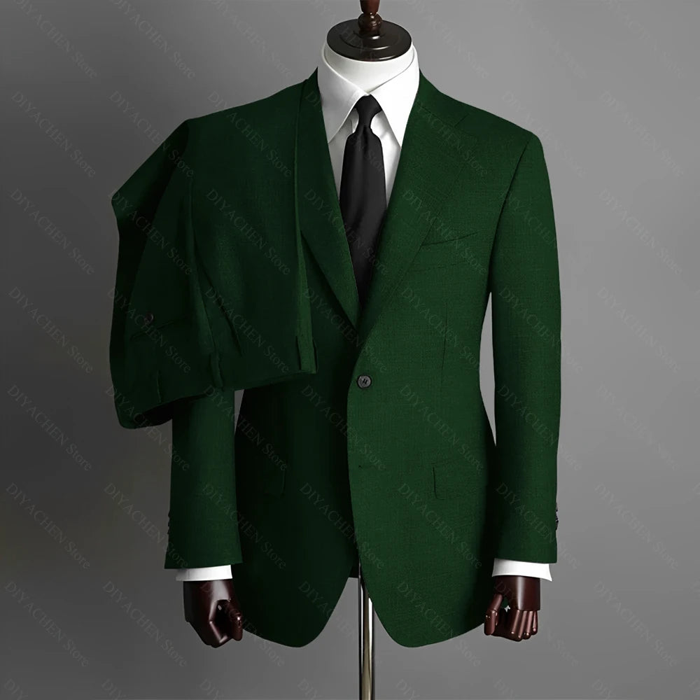 Fashion Gray Men Suits High-end Single Breasted Wedding Tuxedo Business Casual Office Male Suit Slim 2 Piece (Blazer+Pants)