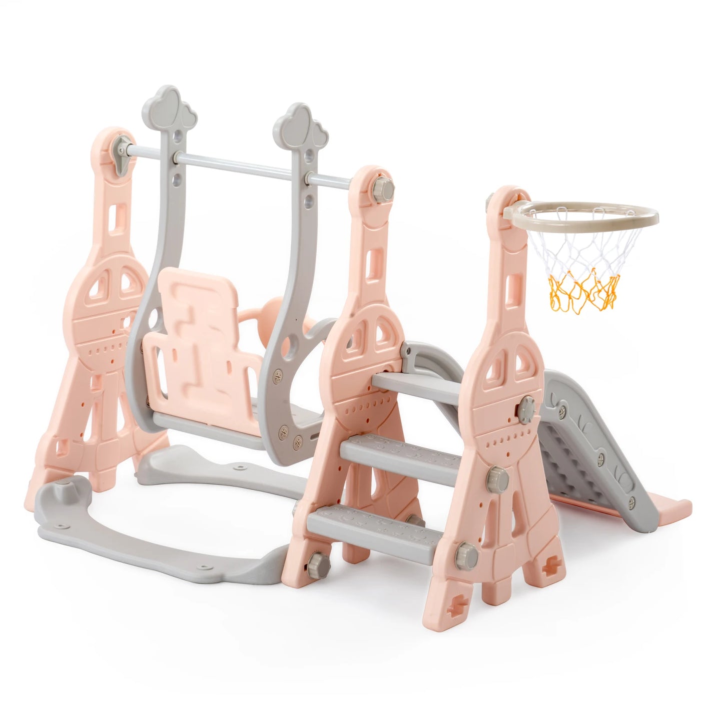 Rosahqnda 4-in-1 Children slide Indoor & Outdoor Outdoor Outdoor Playground for Toddlers Swing 1-6 Years