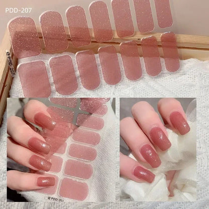 1PC Gel Nail Sticker Patch Slider Flower Gradient Color Back Glue Full Cover Waterproof Gel Nail Sticker UV Lamp Curing Manicur