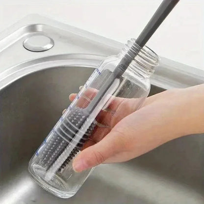 Long Handle Silicone Milk Bottle Brush - Kitchen Cleaning Tool for Glass Cup Scrubber Drink Bottle Cleaner with Ergonomic Design