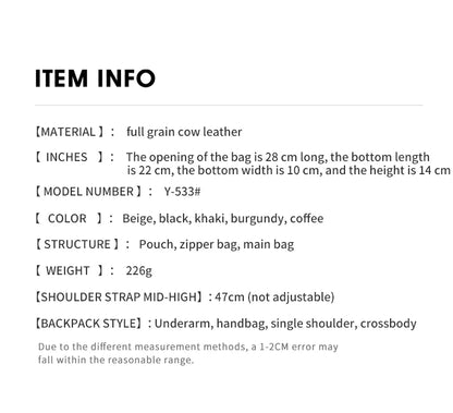 Luxury Women's Genuine Cowhide Leather Mini Shoulder Tote Bag Pebbled Leather Long Strap Underarm Handbag Minimalist Daily Purse