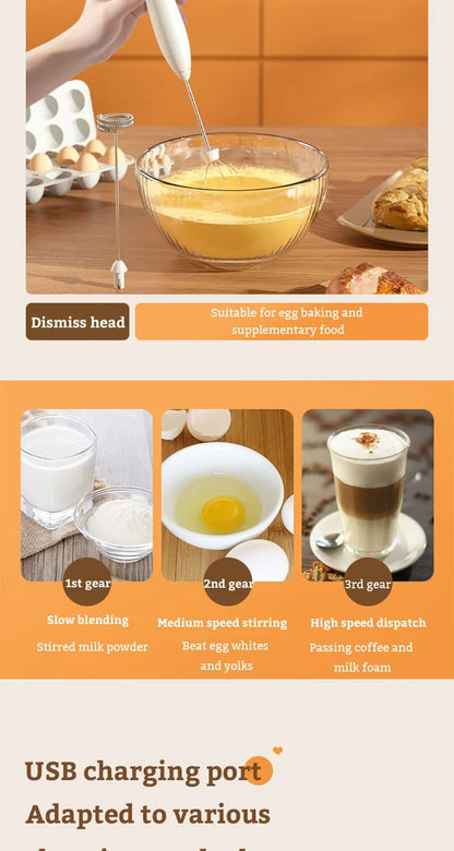 Mini Electric Milk Foamer Blender Wireless Coffee Whisk Mixer Handheld Egg Beater Cappuccino Frother Mixer Kitchen Whisk Tools