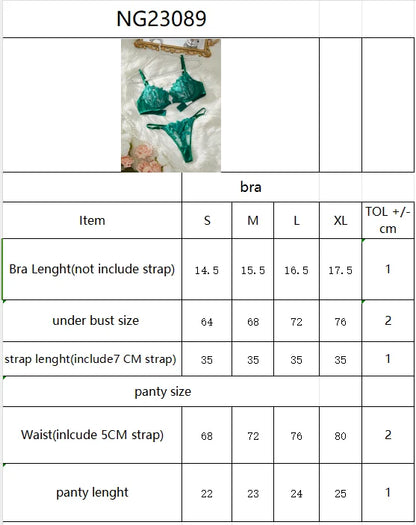 Floral Embroidery Sexy Lingerie Set Women Transparent Bralette Underwire Push Up Bra Panty 2 Piece Set