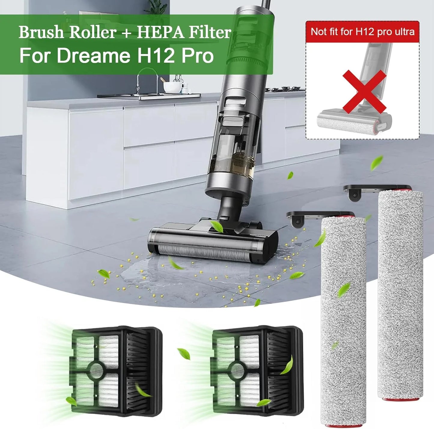 Dreame H12 Pro / H12 Plus  Soft Brush Spare Parts Wet Dry Vacuum Cleaner Roller Hepa Filter Accessories