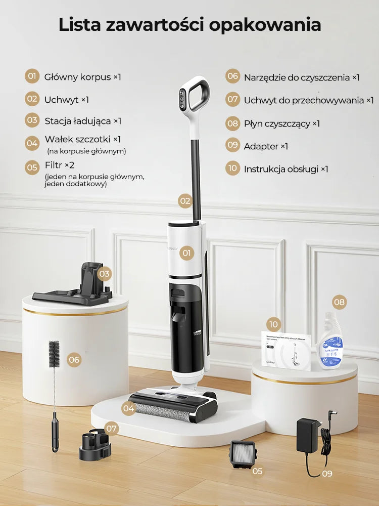 【M3 Upgraded】Laresar M5 Cordless Wet Dry Vacuum Cleaner, Air Dry Edge Brush 48min Self-Cleaning Upright Stick Vacuum Mop Floor Home Appliance