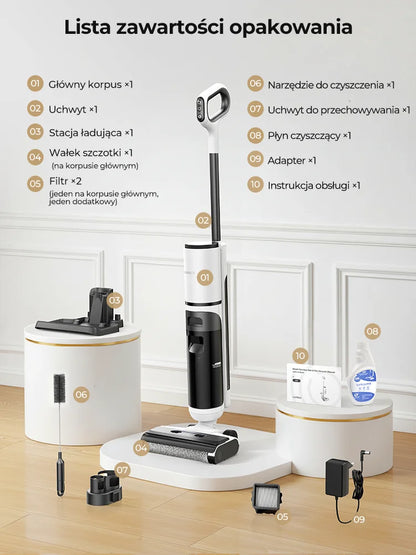 【M3 Upgraded】Laresar M5 Cordless Wet Dry Vacuum Cleaner, Air Dry Edge Brush 48min Self-Cleaning Upright Stick Vacuum Mop Floor Home Appliance