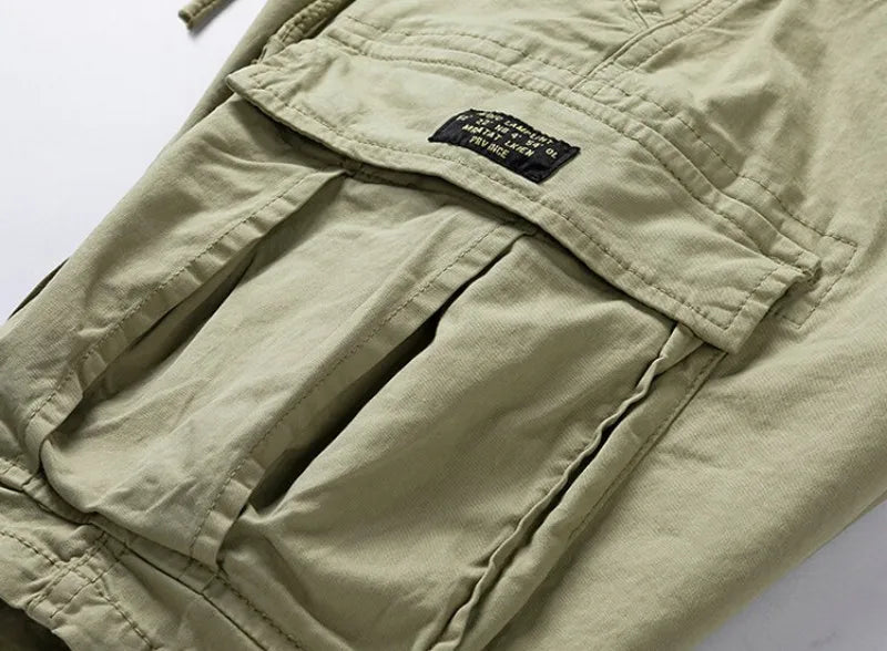 Men Summer New Multi Pockets Cotton Cargo Shorts Men Fashion Solid Quick Dry Joggers Shorts Pants Outdoor Breathable Shorts Male