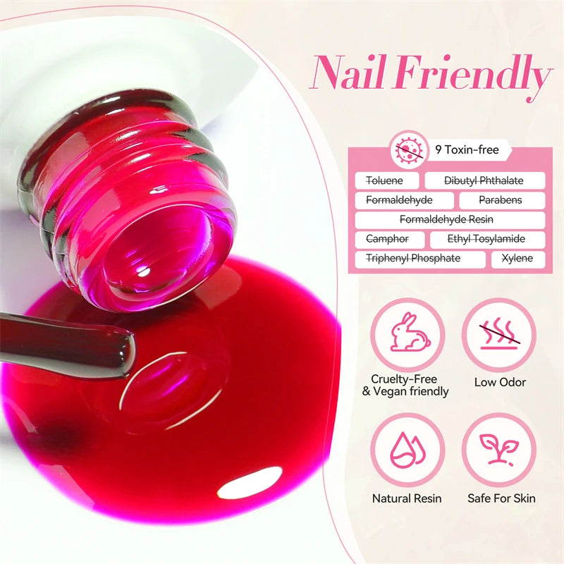 BORN PRETTY 7ml 6Pcs/Set Neon Garden Ice Jelly Gel Nail Polish Set Light Pink Blue Green Soak Off Translucent Nail Gel Kit