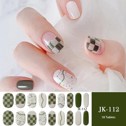 16/18/20Tips Semi-Cured Gel Nail Strips Adhesive Full Cover Stickers for Nails UV Lamp Need Press On Nails Fashion Manicure