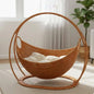 Hanging Bed Basket Plush Cat Bed Stylish Rattan Cat Basket Removable Design Cat Furniture for Living Room Relaxing Pet Haven