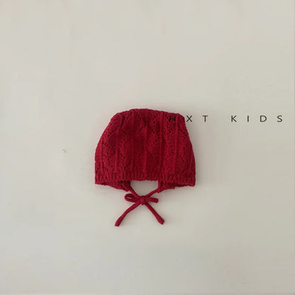 Fashion Retro Hollow Children Knitted Hats Handmade Crochet Flower Girls Parent-child Outdoor Cotton Hat 2024 Autumn Winter Caps