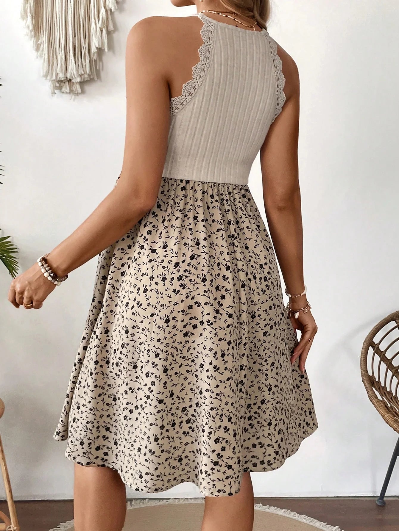 The new 2025 summer elegant lace patchwork Bohemian maternity dress