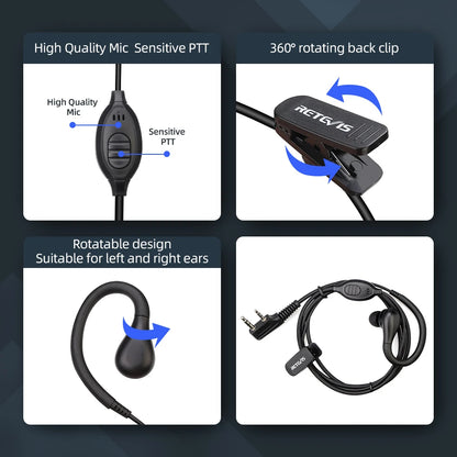 Retevis RT622 Mini Walkie Talkie 4 Pcs Walkie-talkies PMR446 FRS Portable Two Way Radio Communication Radio for Restaurant Hotel