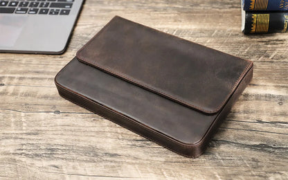 Luxury Genuine Leather 12 Slots Fountain Pen Case Box Office School Stationery Pen Storage Pouch Holder with Removable Pen Tray