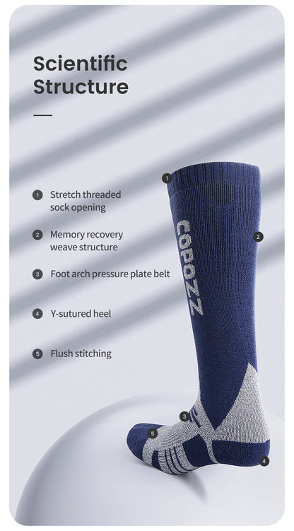COPOZZ Winter Men Women Thermal Ski Socks Warm Wool Cycling Soccer Snowboard Socks Thickened High Tube Moisture Absorption Socks