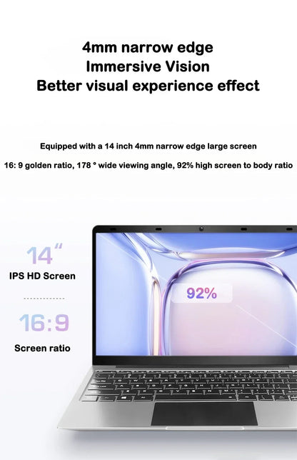 2026 NEW 14.1" Laptop Intel Core i9-9900 32GB 2TB Gaming Computer PC Windows11 Gamer office Ultra Slim Notebook 1920*1080
