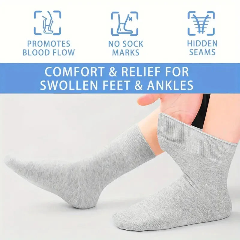 7 Pairs Man Non Binding Diabetes Socks Comfortable Breathable Socks Suitable For Elderly Man For Fat Feet Men Plus Size39-48