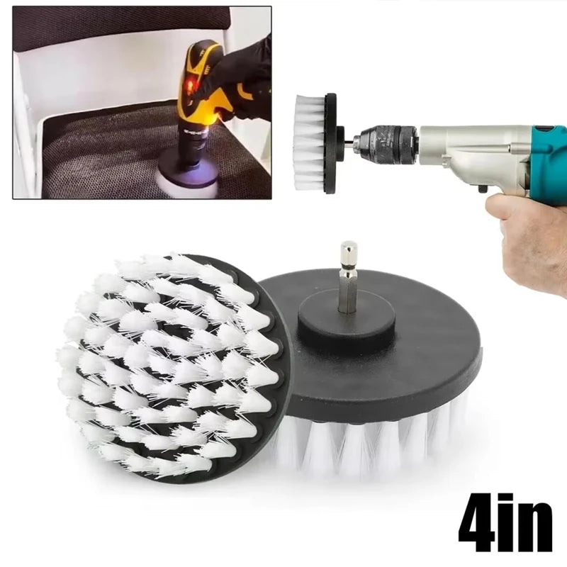 4'' Blue Electric Scrubber Brush Drill Brush Kit Plastic Cleaning Brush Tool for Car Tires Nylon Brushes Car Detailing