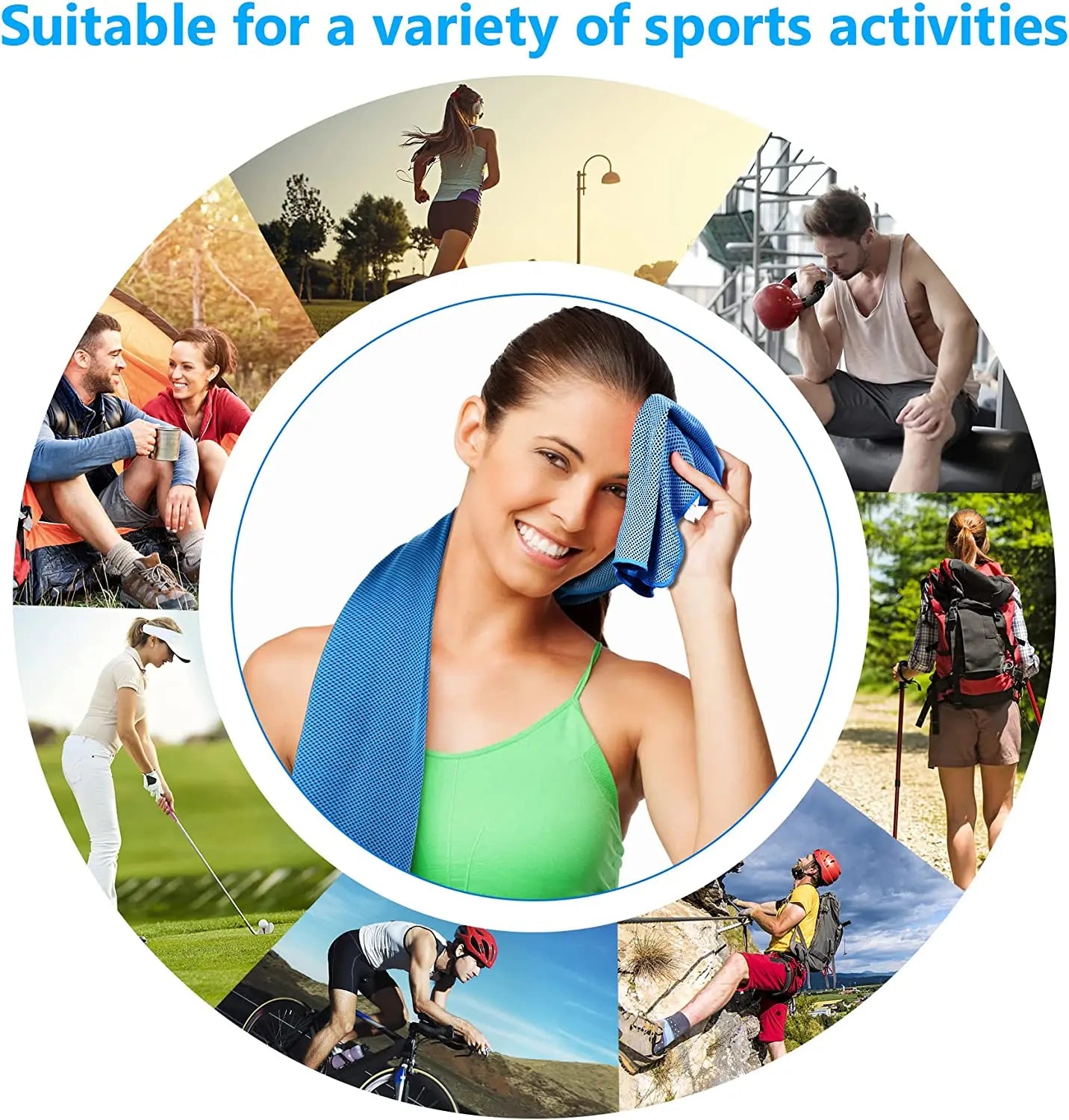 4 Pack Cooling Towels, Soft Breathable Ice Cool Towel for Sports & Outdoor Activities, Quick Dry Sweat Absorbing Cooling